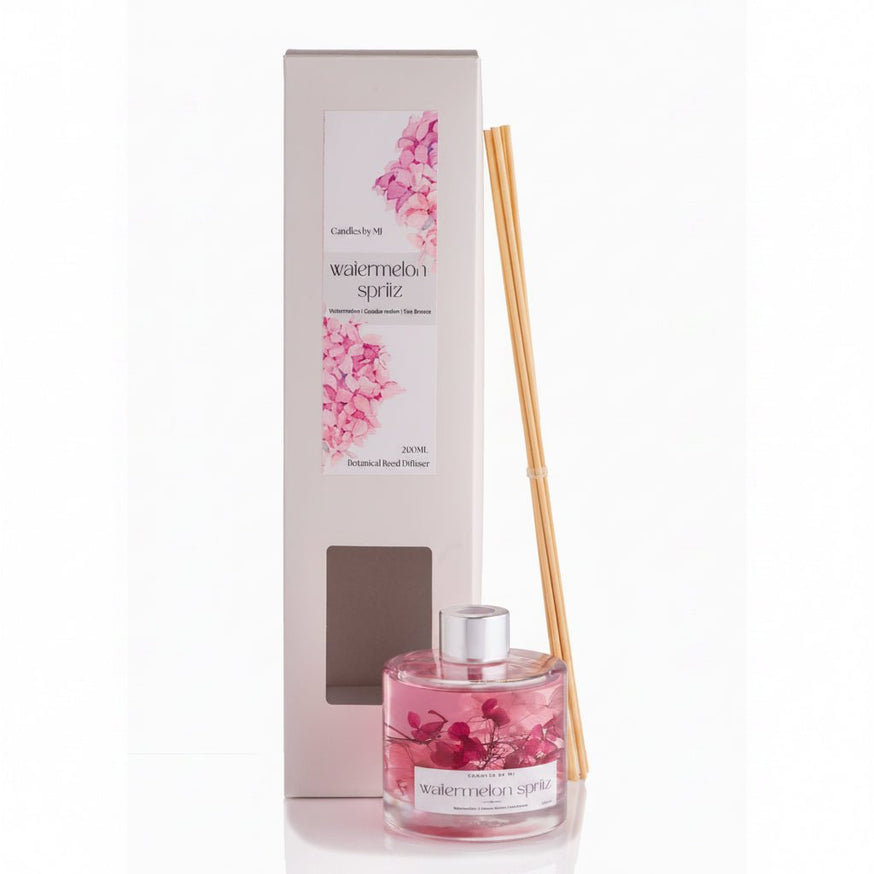 Watermelon Spritz Botanical Reed Diffuser - 200ML Home Fragrance - Candles by MJ